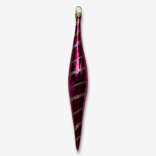 White & Multicolor Striped Icicle Ornament