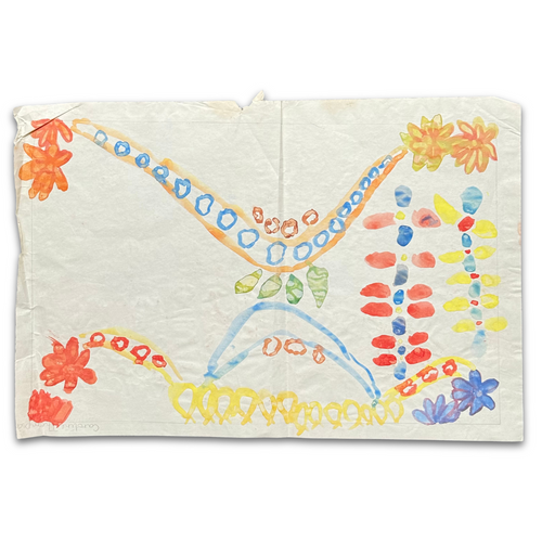 Double-Sided Late 19th-century Naïve Watercolor Illustration by Caroline Thompson
