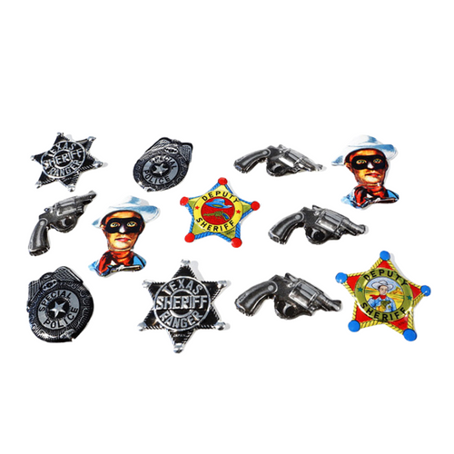Set of  12 "Wild West" Tin Pin Badges