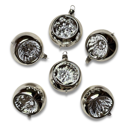 Set of 6 Silver Ornaments with Reflectors