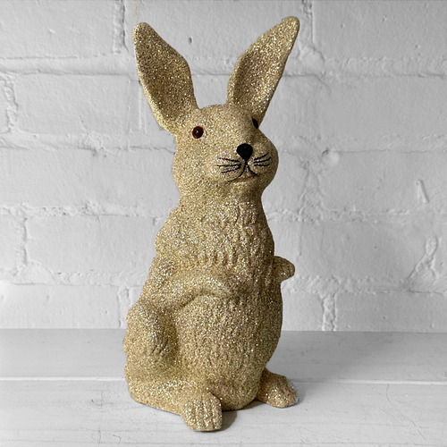 Ino Schaller Large Standing Glitter Bunny in Gold