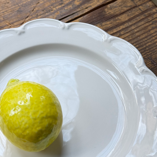 Trompe L'oeil Lemon Plate with Scalloped Rim