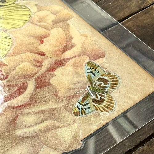 One of a Kind Collaged Butterflies & Flower Mat Pair (2-10 & 2-11)
