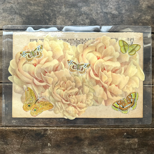 One of a Kind Collaged Butterflies & Flower Mat Pair (2-10 & 2-11)
