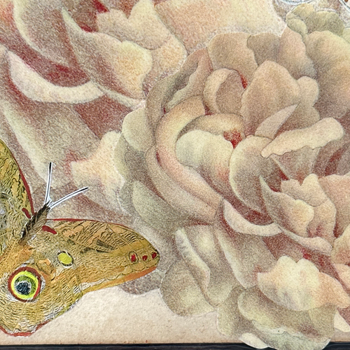 One of a Kind Collaged Butterflies & Flower Mat Pair (2-10 & 2-11)