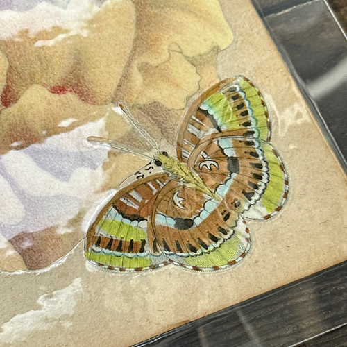 One of a Kind Collaged Butterflies & Flower Mat Pair (2-10 & 2-11)