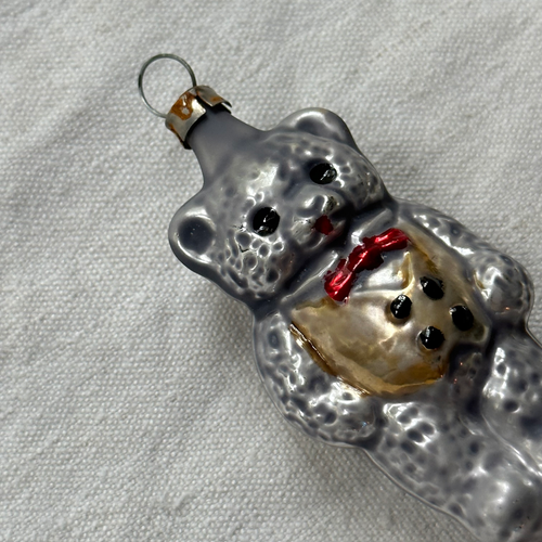Nostalgic Teddy Bear in Gold Vest Ornament