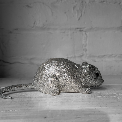 Medium Silver Glitter Mouse