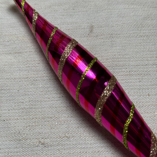 White & Multicolor Striped Icicle Ornament