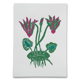 Block Printed Cyclamen Folded Card