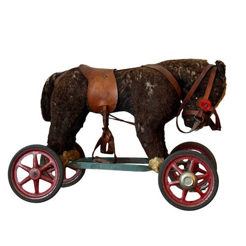 19th-century French Toy Horse on Wheels