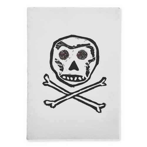 Block Printed Skull Folded Card