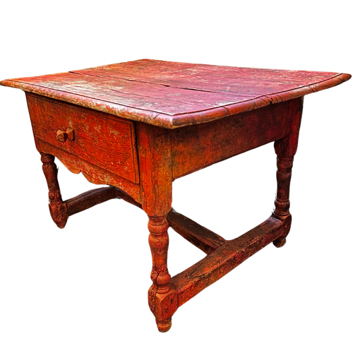 19th Century Painted Antique French Table with Drawer