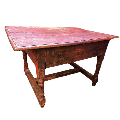 19th Century Painted Antique French Table with Drawer