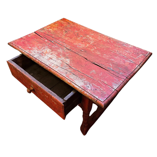 19th Century Painted Antique French Table with Drawer