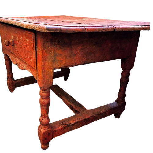19th Century Painted Antique French Table with Drawer