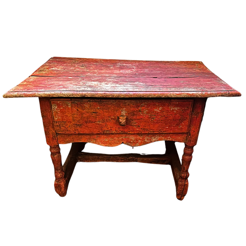 19th Century Painted Antique French Table with Drawer