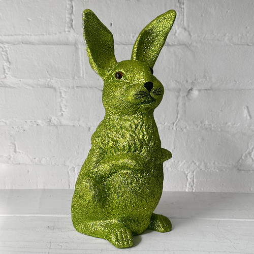 Ino Schaller Large Standing Glitter Bunny in Green