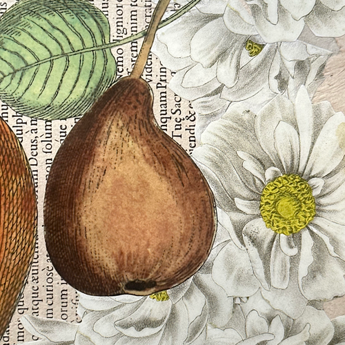 One of a Kind Collaged Pear Mat (2-09)