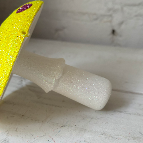 Glitter Mushroom Ornament in Yellow & Pink