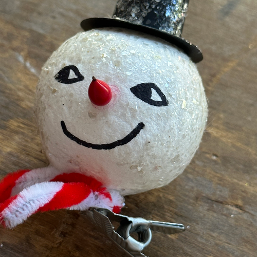 Nostalgic Cotton Clip-on Snowman Head Ornament