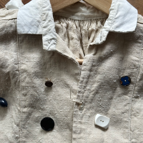 Custom 19th-century Linen Night Shirt with Vintage Buttons (#7)