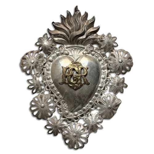 19th Century Italian Ex-Voto Sacred Silver Heart (No. 4)