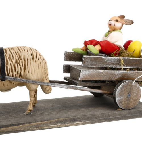 Sheep and Bunny with Easter Cart