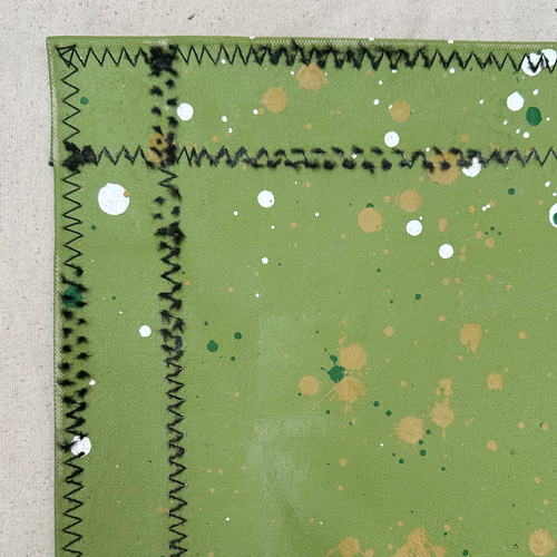 5' 7.5" x 9' Black Point Mercantile Splatter Painted Canvas Mat #25
