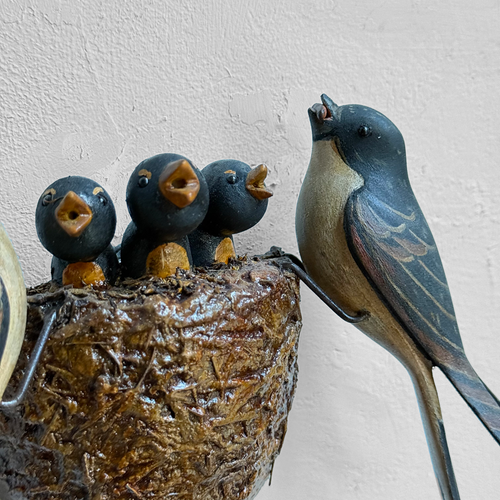 Vintage Black Forest Carved Birds Nest (#12-07)