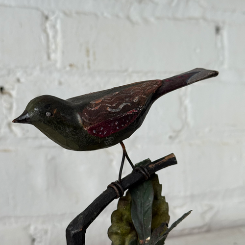 Black Forest Carved Perched Bird on Clay Pot (#8)