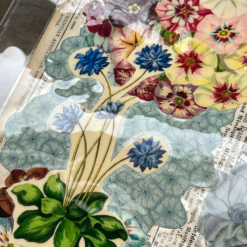 One of a Kind Collaged Birds & Flowers Mat (2-14)
