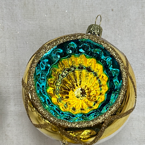 Set of 6 Red & Gold Reflector Ornaments