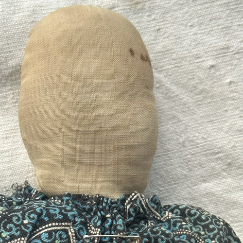 19th-century Doll with Embroidered Face