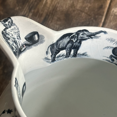 Elsmore & Forster Ironstone Transfer Printed Animals Pearlware Pitcher