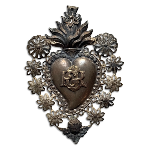 19th Century Italian Ex-Voto Sacred Silver Heart (No. 5)