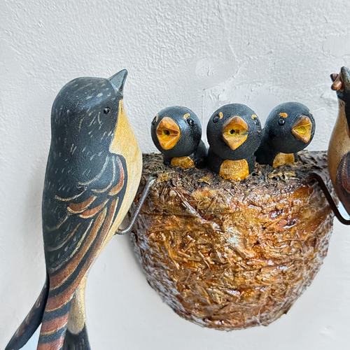 Vintage Black Forest Carved Birds Nest (#12-08)