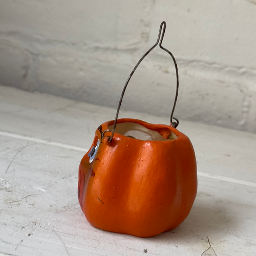 Nostalgic Small Papier-Mâché Pumpkin Lantern Bucket