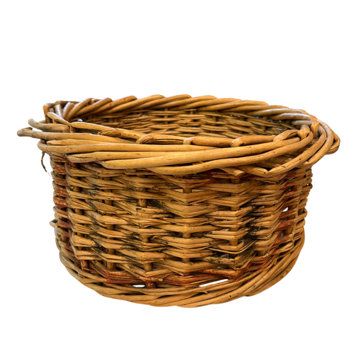 Early 20th-century Round Antique Painted Wicker Basket
