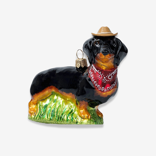 Dachshund with Cowboy Hat and Bandana Ornament
