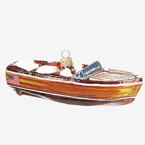 Vintage Mahogany Boat Ornament