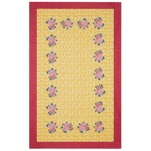 Lisa Corti X La Minervetta Arabesque Corolla Gold Natural Cotton Panel 220cm x 350cm