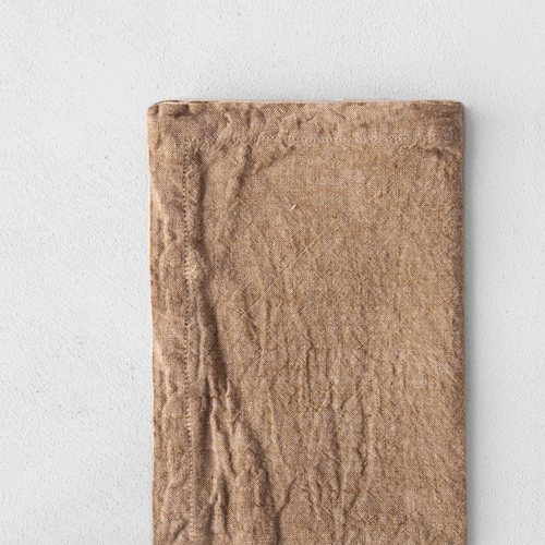Set of Six Basix Linen Napkins in Brun