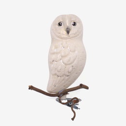 Clip-on Matte Alabaster Owl Ornament