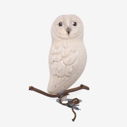 Clip-on Matte Alabaster Owl Ornament