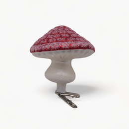 Red & White Flat Clip-on Mushroom Ornament