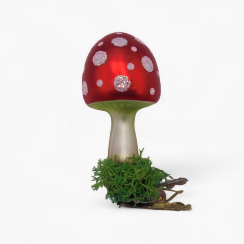 Mini Clip-on Matt Red Mushroom Ornament