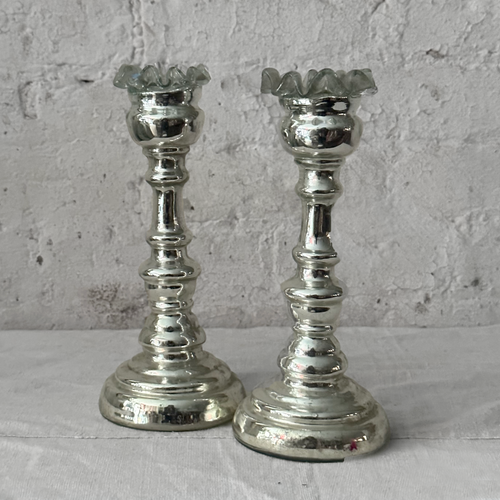 Pair of 19th-century Mercury Glass Candle Holders (01)