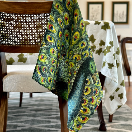 Summerill & Bishop x John Derian "Peacock" Linen Napkin Set of 6