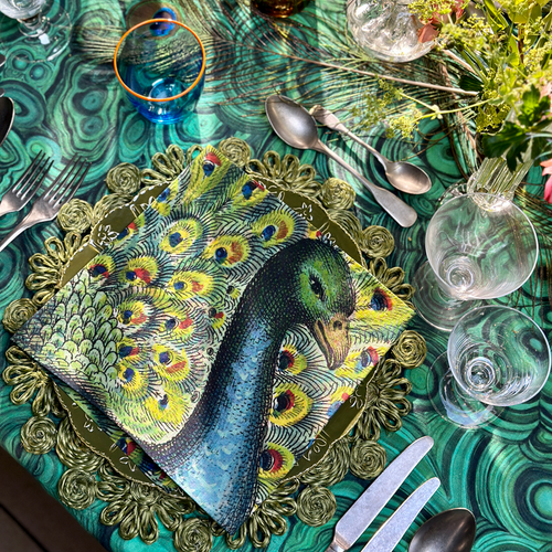 Summerill & Bishop x John Derian "Peacock" Linen Napkin Set of 6